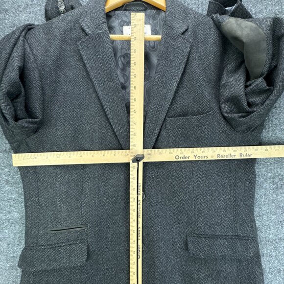 Joseph Abboud Sport Coat Mens XL Gray Herringbone Wool Blend Elbow Patch Blazer - Picture 9 of 16